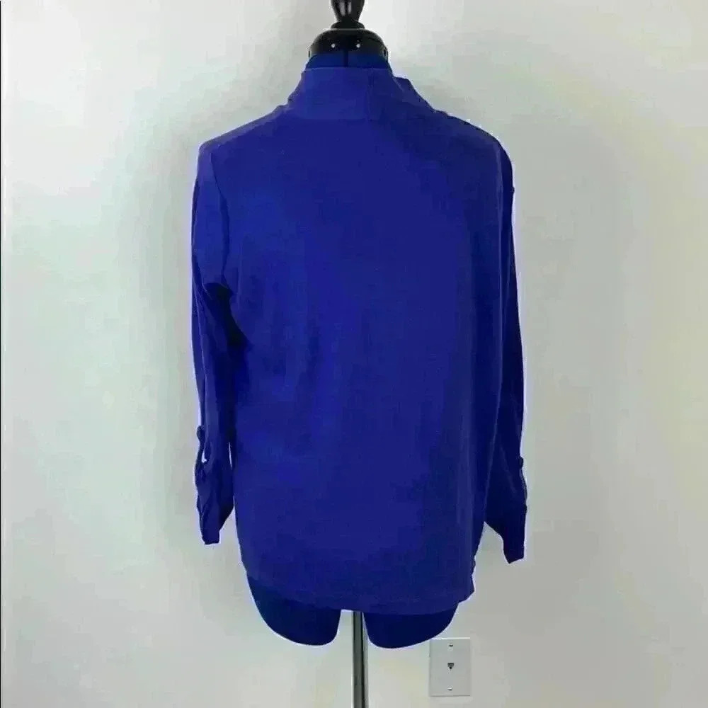 Lands End open front knit cardigan-royal b… - Picture 5 of 7